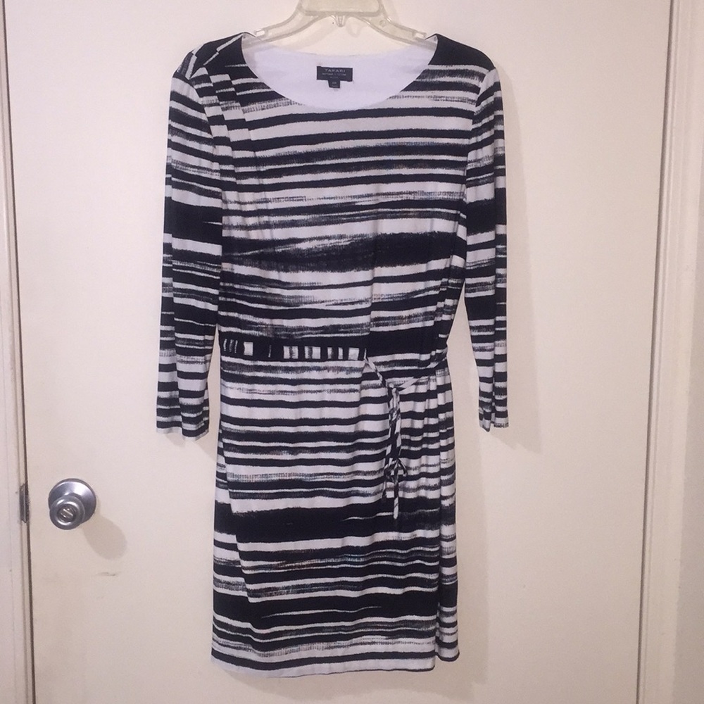 Striped dress with tie at waistband